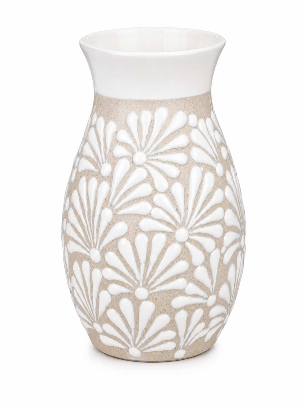 Talavera Flower Vase Blue & White Handcrafted Floral