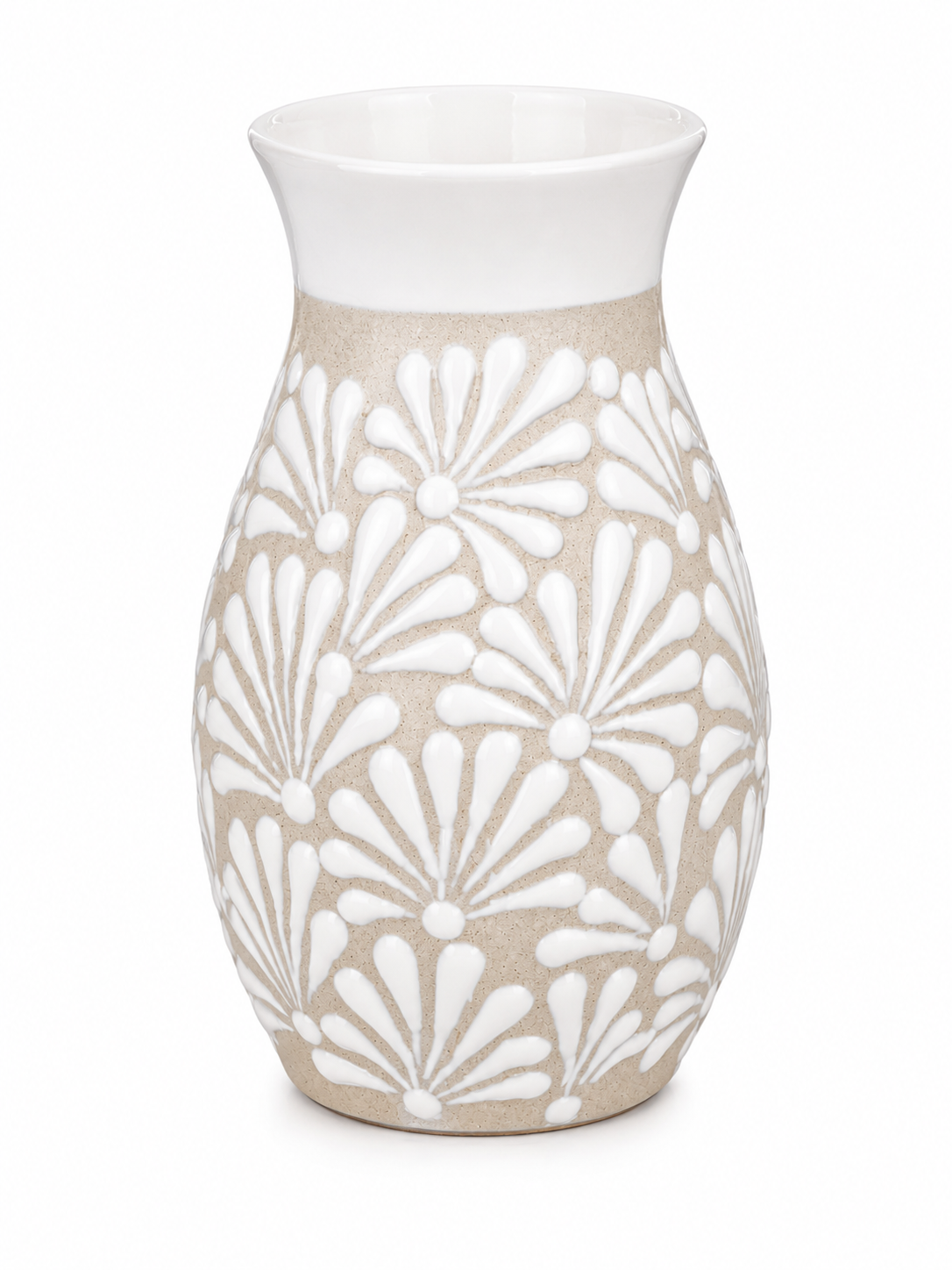Talavera Flower Vase Blue & White Handcrafted Floral