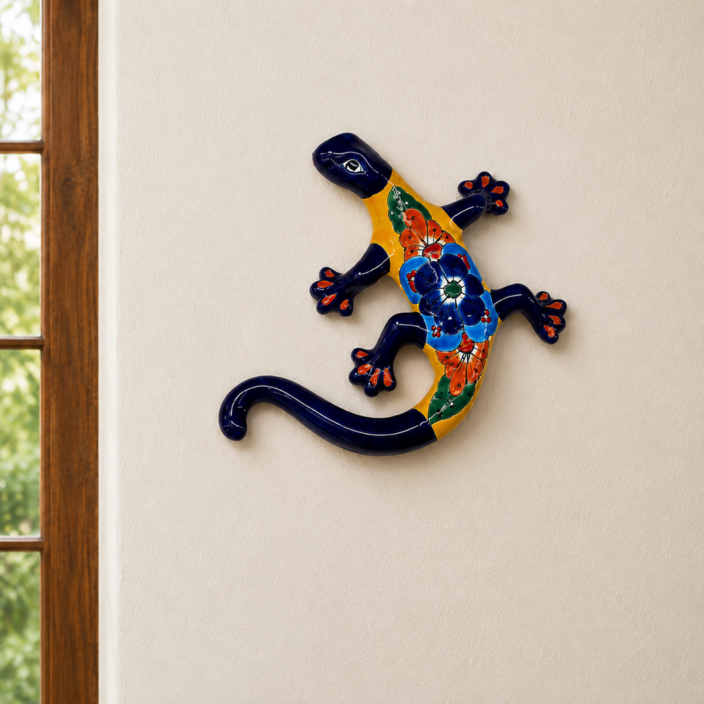 Handcrafted Talavera Ceramic Wall Gecko