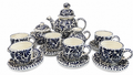 Handcrafted Talavera Ceramic Tea Set with Cups & Saucers