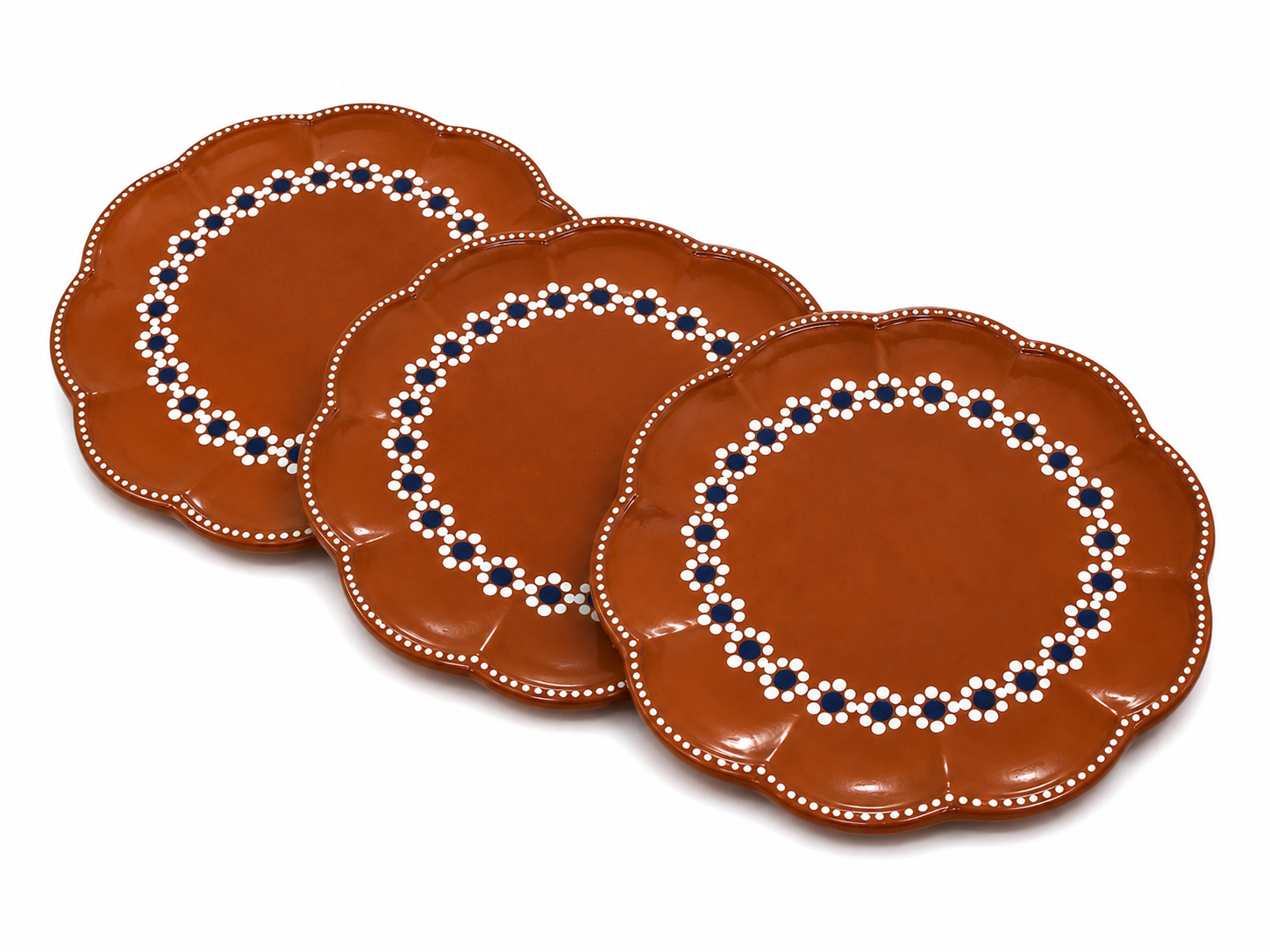 Mexican Terracotta Plate Set of 3 Handmade Ceramic Serving Plates