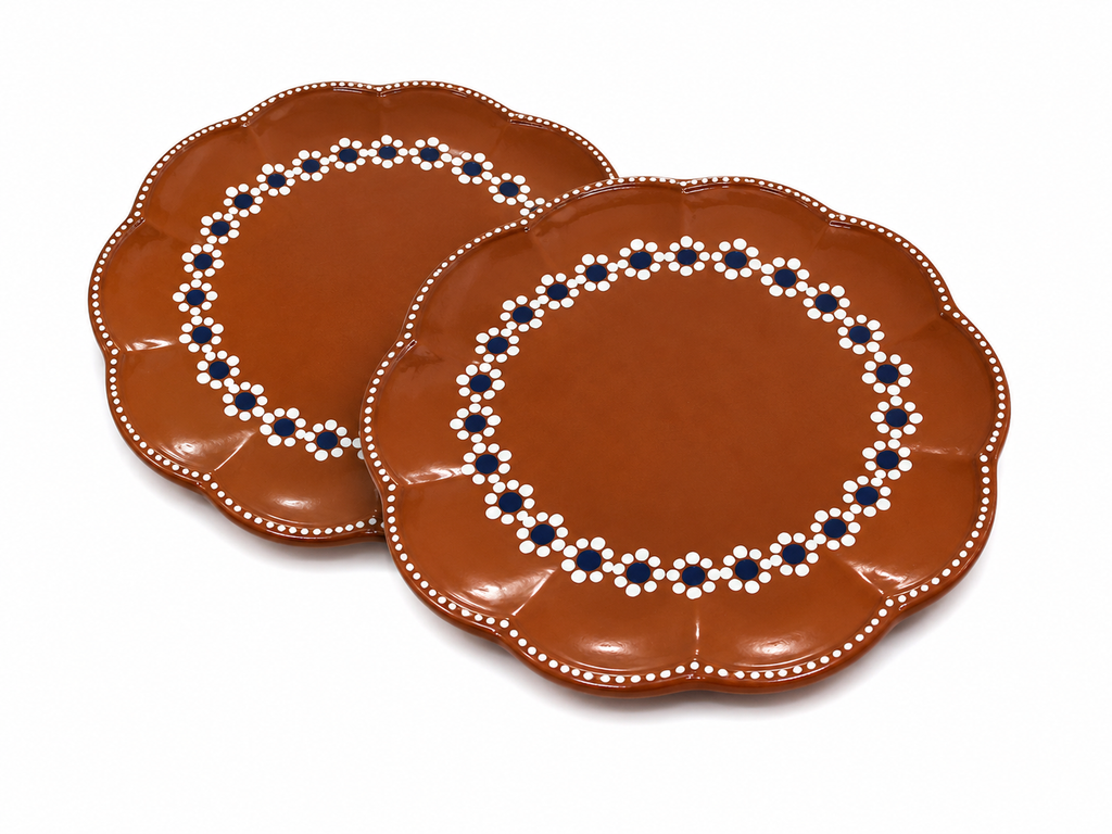 Mexican Terracotta Plate Set of 3 Handmade Ceramic Serving Plates