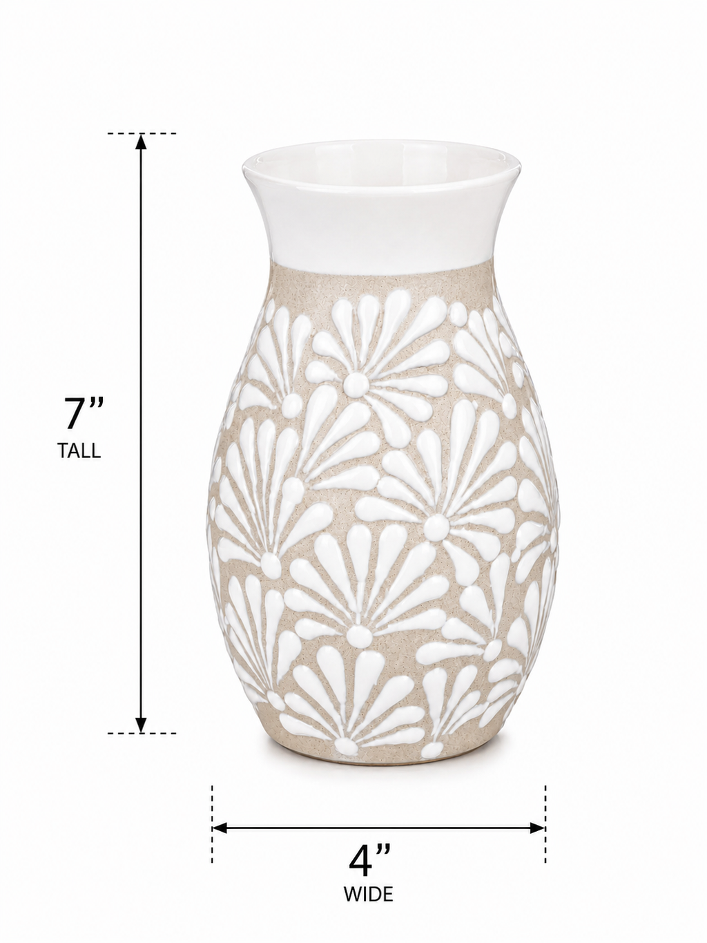 Talavera Flower Vase Blue & White Handcrafted Floral