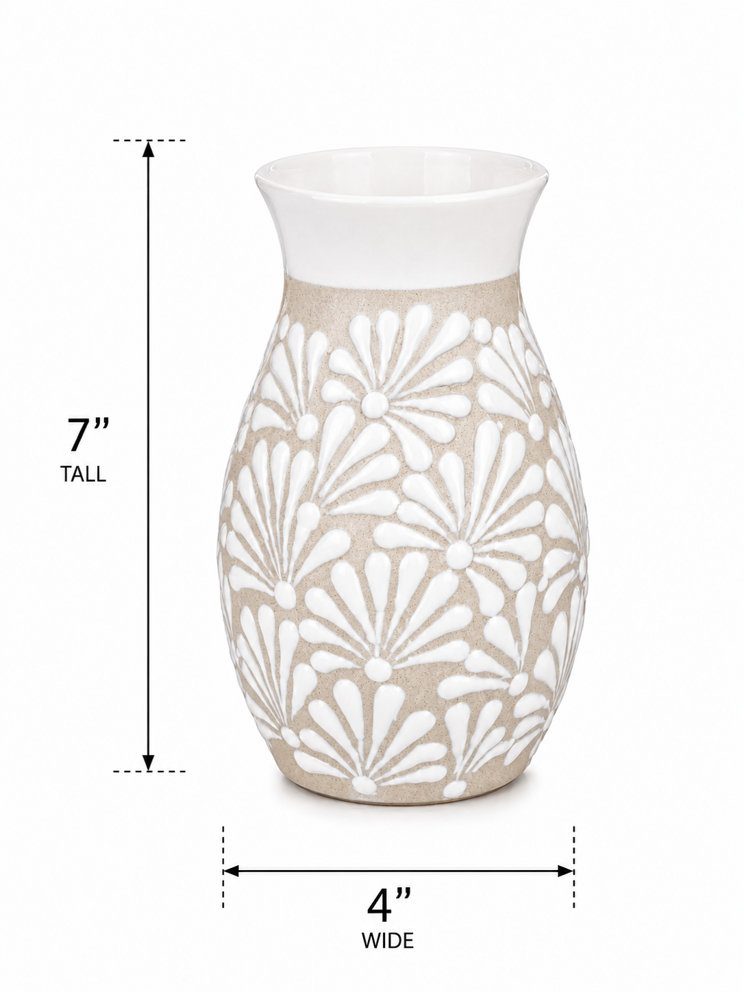 Talavera Flower Vase Blue & White Handcrafted Floral
