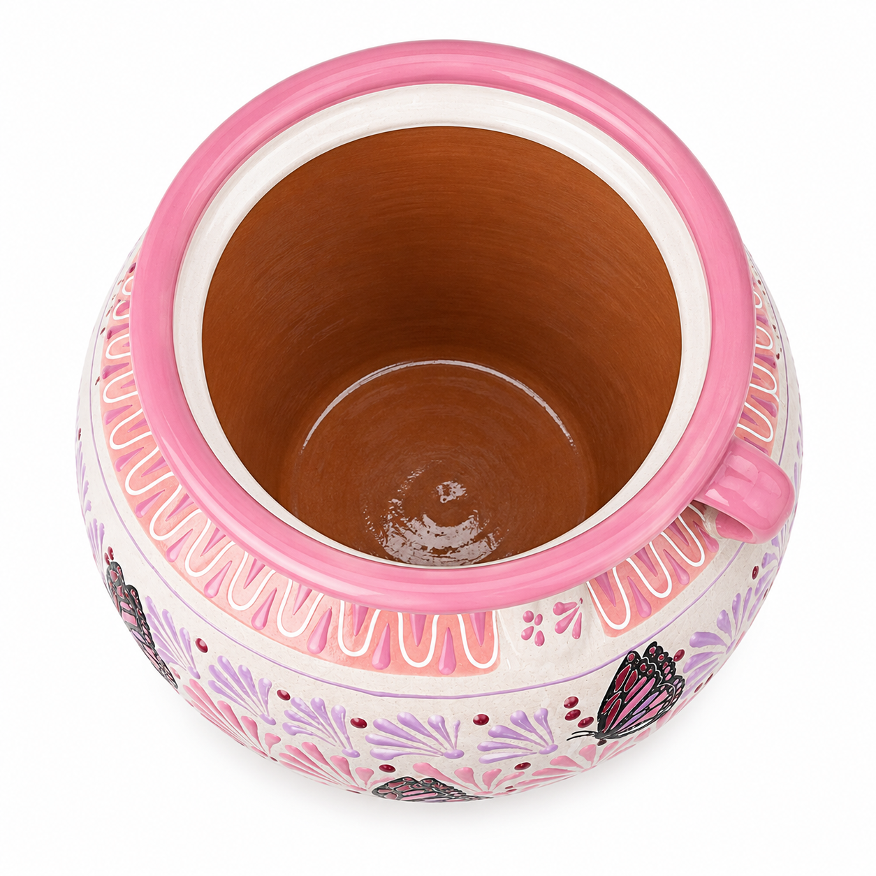 Hand Painted Pink Talavera Ceramic Planter Pot