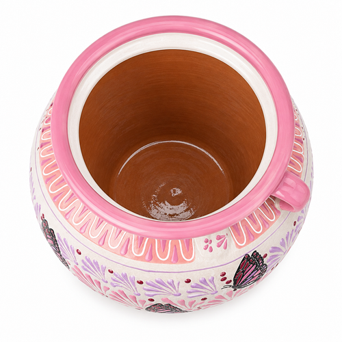 Hand Painted Pink Talavera Ceramic Planter Pot