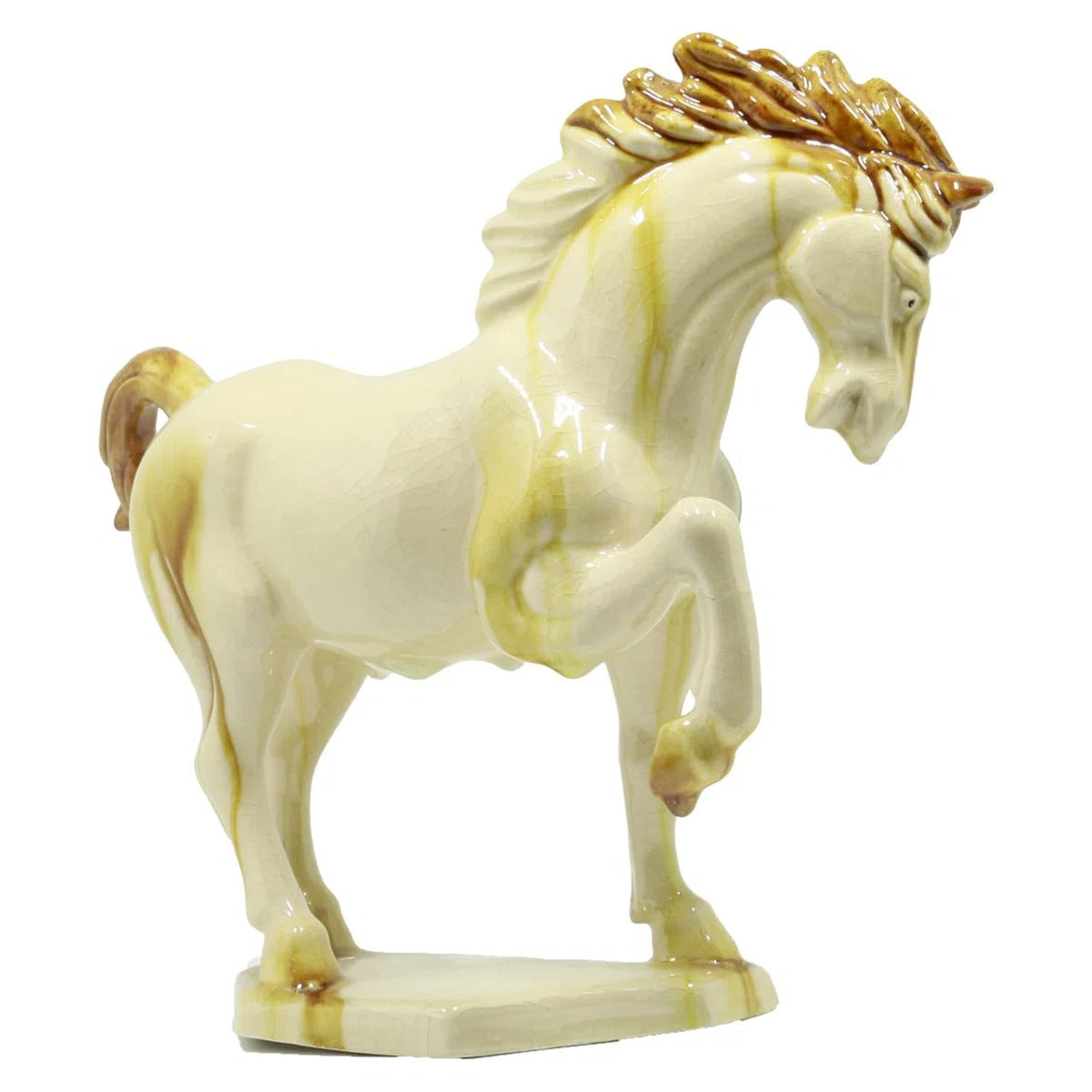 Tang Tri Color Ceramic Horse Sculpture 8 Inch Cultural Art Piece