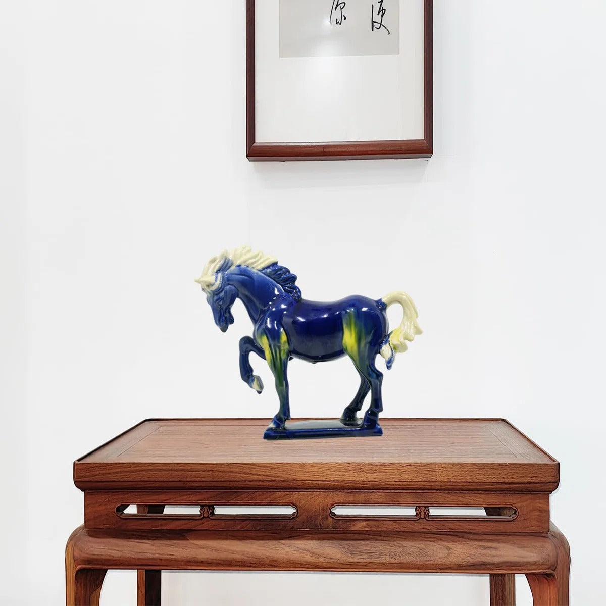 Tang Tri Color Ceramic Horse Sculpture 8 Inch Cultural Art Piece