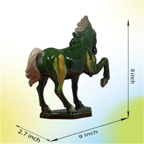 Tang Tri Color Ceramic Horse Sculpture 8 Inch Cultural Art Piece