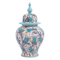 Handcrafted Turkish Floral Ceramic Ginger Jar with Lid