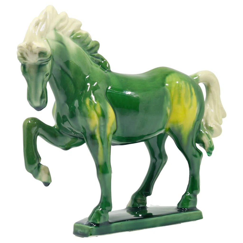 Tang Tri Color Ceramic Horse Sculpture 8 Inch Cultural Art Piece