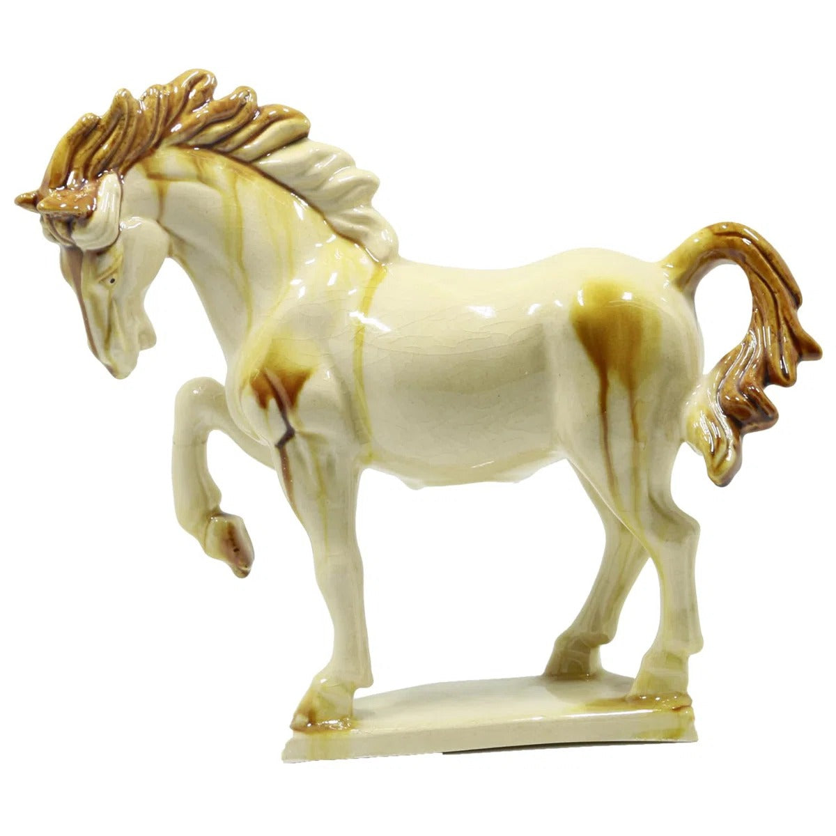 Tang Tri Color Ceramic Horse Sculpture 8 Inch Cultural Art Piece