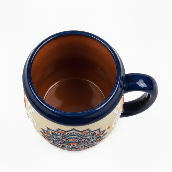 Mug with a mandala design on a beige background