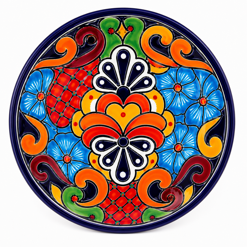 Talavera Ceramic Tea Set 13 Piece Hand Painted Mexican Pottery Dinnerware Set