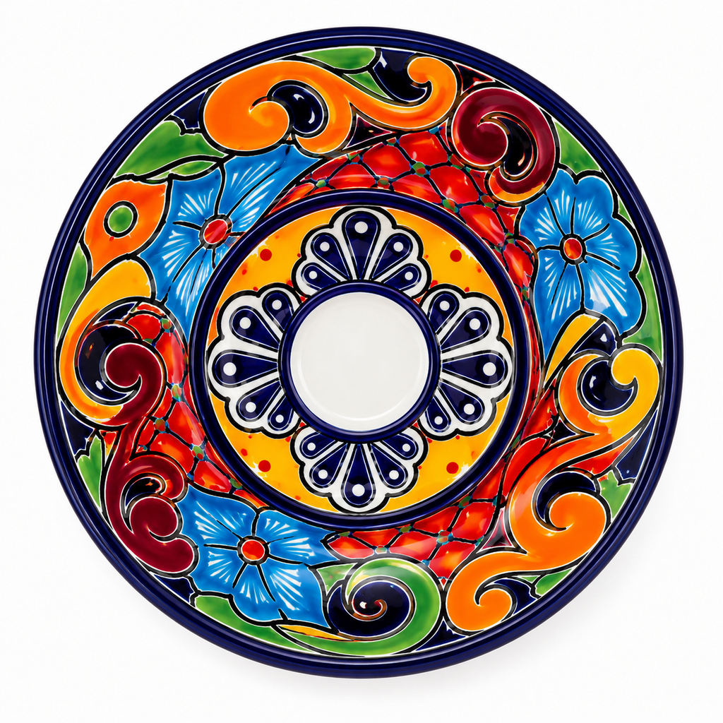 Talavera Ceramic Tea Set 13 Piece Hand Painted Mexican Pottery Dinnerware Set
