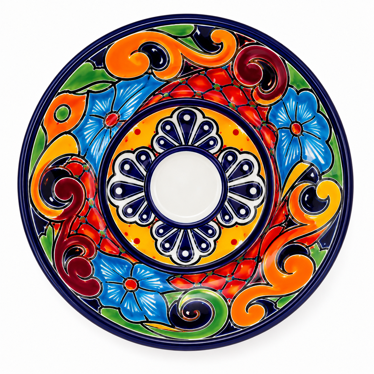Talavera Ceramic Tea Set 13 Piece Hand Painted Mexican Pottery Dinnerware Set