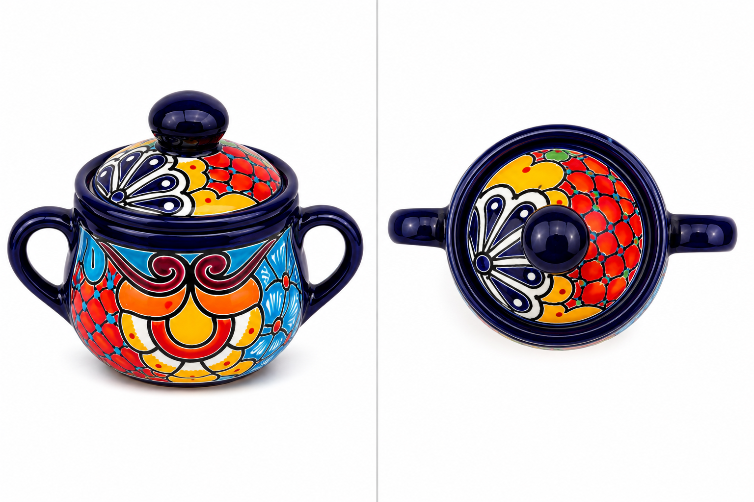 Talavera Ceramic Tea Set 13 Piece Hand Painted Mexican Pottery Dinnerware Set
