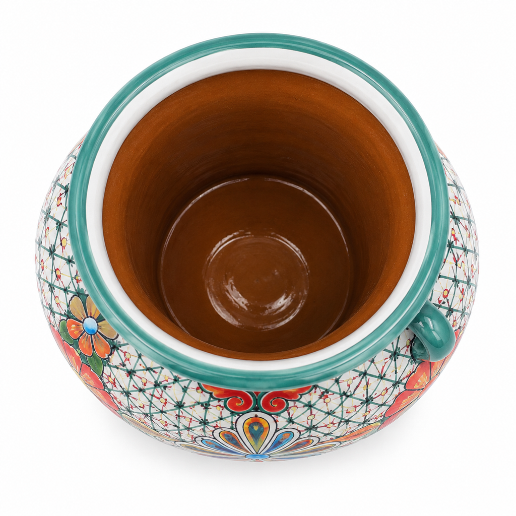 Large Talavera Hand Painted Ceramic Planter Pot