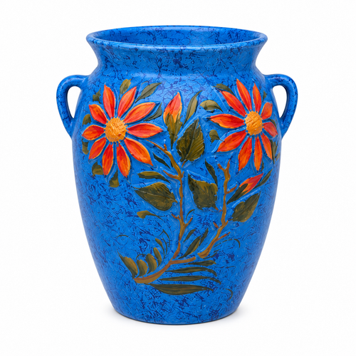 Handcrafted Ceramic Flower Planter Vase – Blue & Yellow